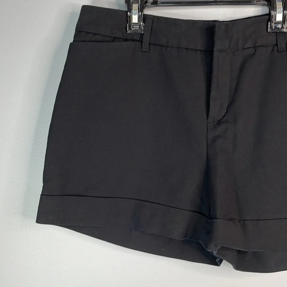 CATHERINE MALANDRINO Cuffed Shorts Black Cotton Stretch Mid Rise Size 14 - Picture 3 of 10